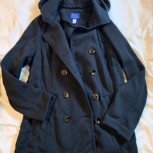 Fleece Pea Coat Lightweight Fall Navy Blue Size M